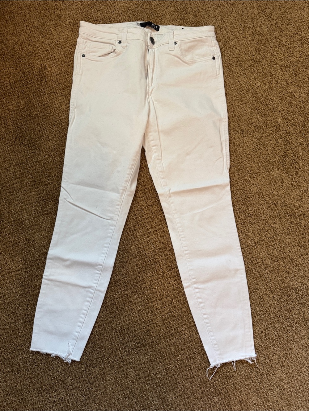 Kut from the Kloth White Skinny Jeans with Raw Hem